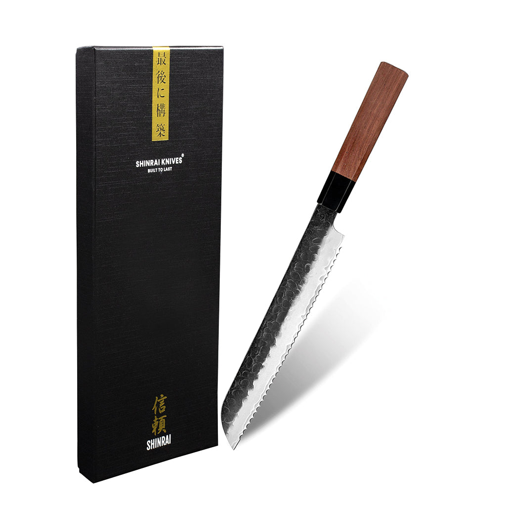Shinrai Knives - Kurayami Damascus Bread Knife 20 cm