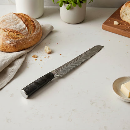 Impression Damas Japonais Epoxy Onyx - Couteau à Pain 20 cm