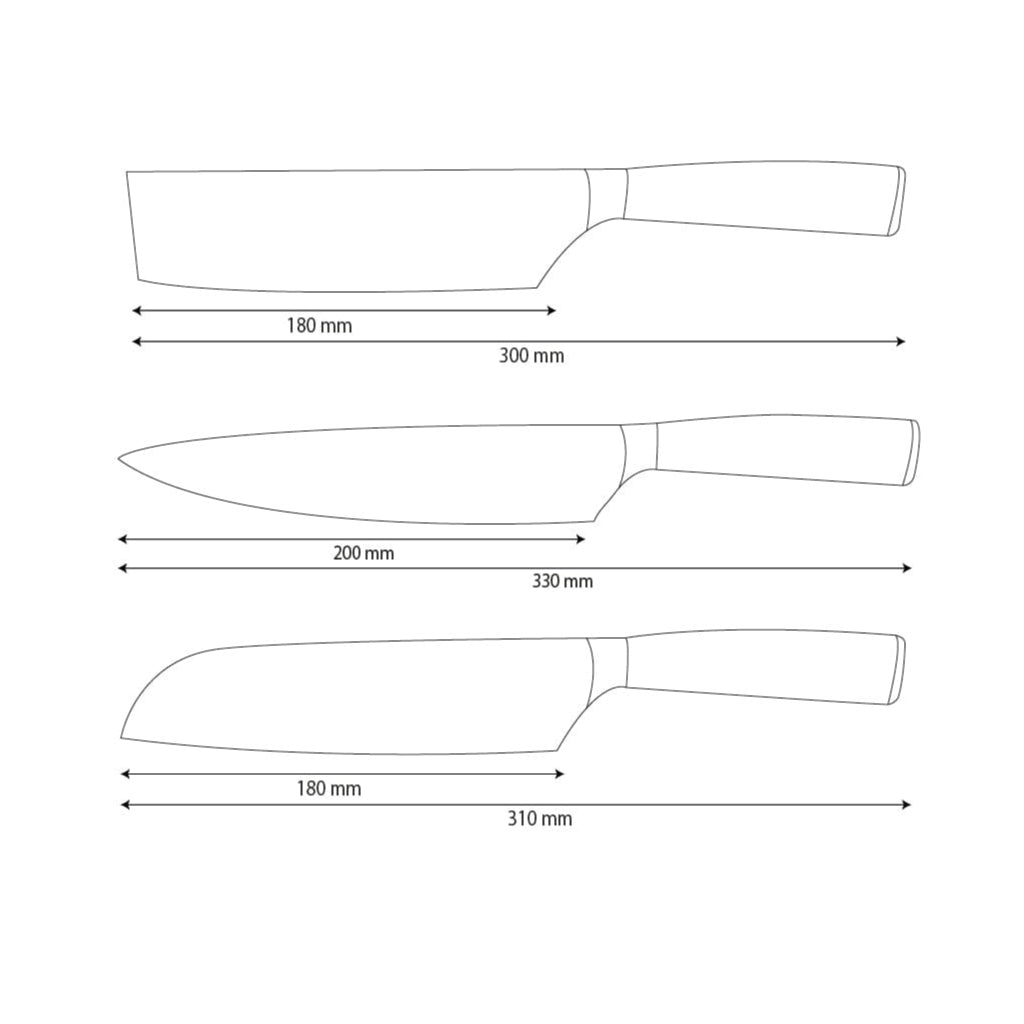 Shinrai Knives - Hammered Stainless Steel - 3-piece Knife Set