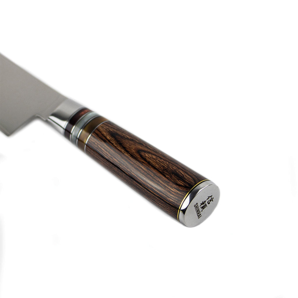 Shinrai Japan - Ensemble de couteaux Damas 7 pièces Micarta Jewels + bloc de couteaux magnétique Scalae - Bois d&#39;acacia