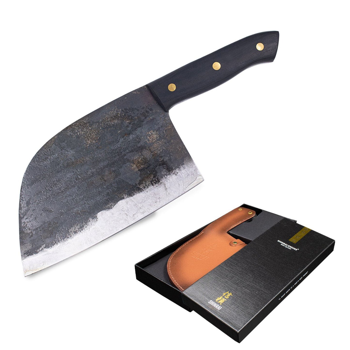 Shinrai Knives - 3 Brown Knives + Cutting Board