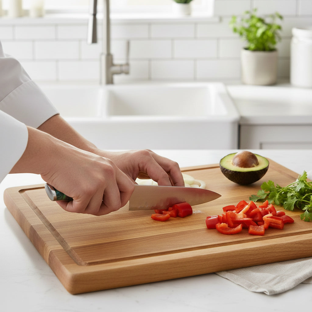 Shinrai Knives - Mother of Pearl Jewels Damascus Santoku knife 18 cm