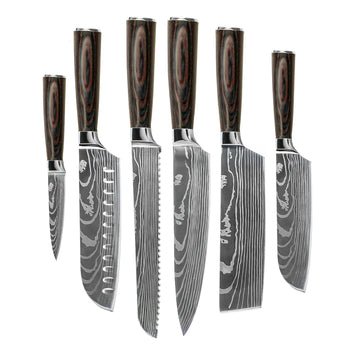 Shinrai Knives - Damascus Print 6-piece Knife Set