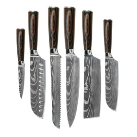 Shinrai Knives - Ensemble de couteaux 7 pièces imprimé Damas