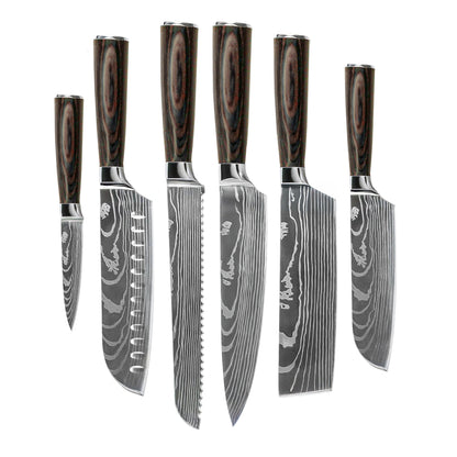 Shinrai Knives - Damascus Print 6-piece Knife Set