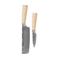 Couteaux Shinrai - Coffret 2 pièces Akari Damascus Print - Nakiri + Couteau d'office