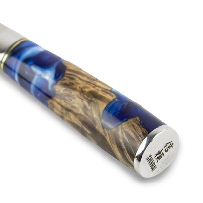 Shinrai Knives - Epoxy Sapphire Damascus Chinese Chef's Knife 19 cm