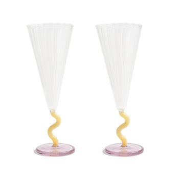 &Klevering - Flute curve karamel set van 2 Champagne glazen &Klevering 