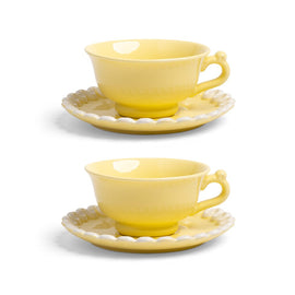 &Klevering - Kop en Schotel Whip - Geel - Set Van 2 Cappuccino kopjes &Klevering 