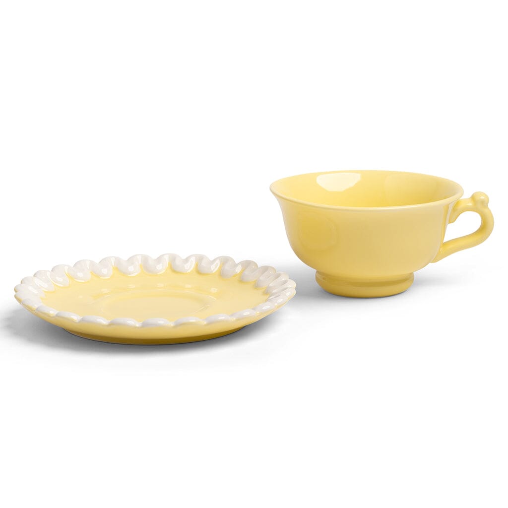 &Klevering - Kop en Schotel Whip - Geel - Set Van 2 Cappuccino kopjes &Klevering 