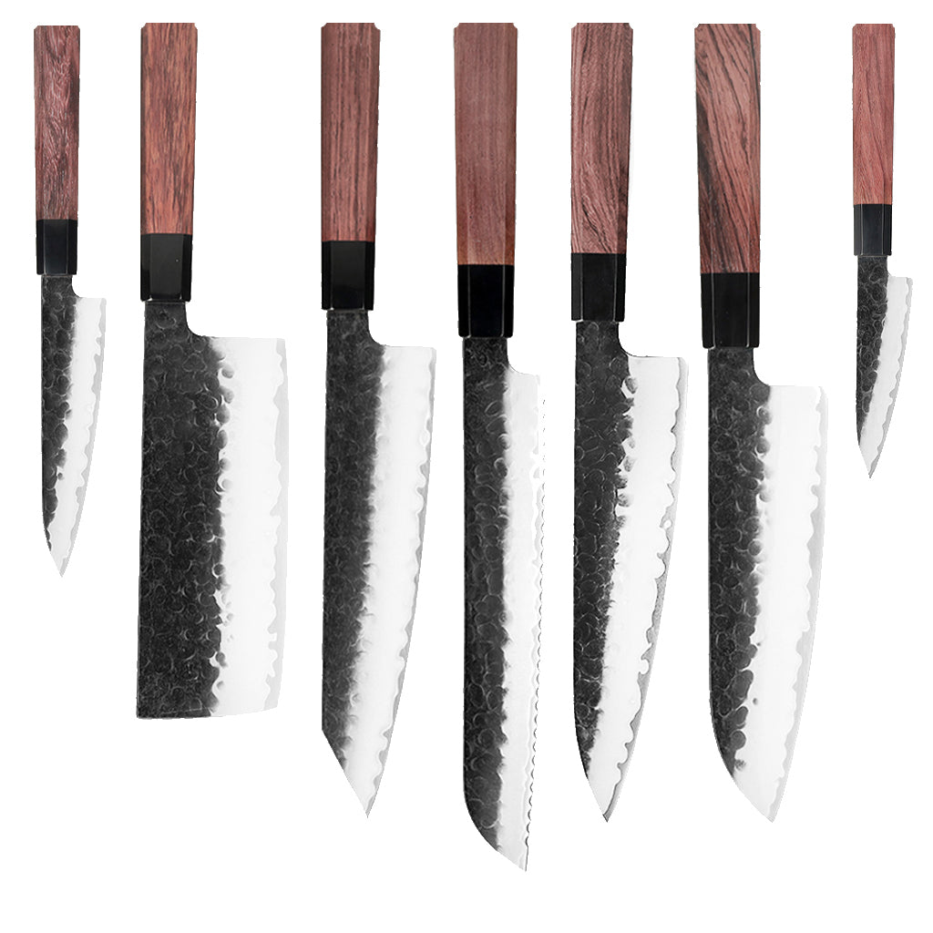 Shinrai Japan - Kurayami 7-piece Damascus Knife Set