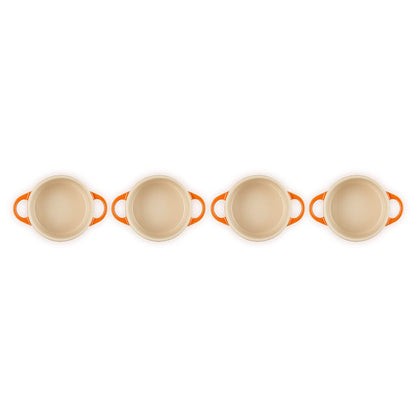 Le Creuset - Set van 4 Mini-Braadpannen Oranjerood 10cm 0,25l Pannenset Le Creuset 