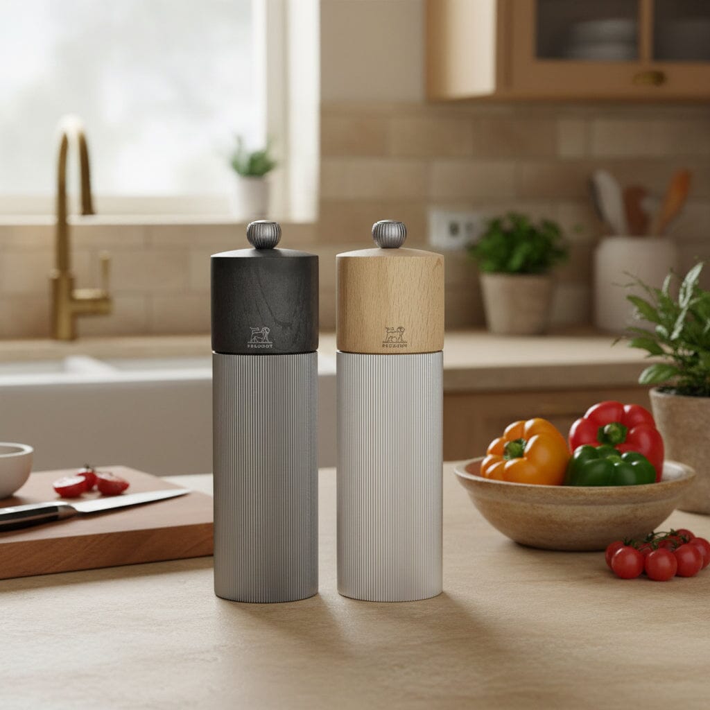 Peugeot - Line Peper- en Zoutmolen set 18 cm Carbon en Aluminium Peper- en Zoutmolen set Peugeot 