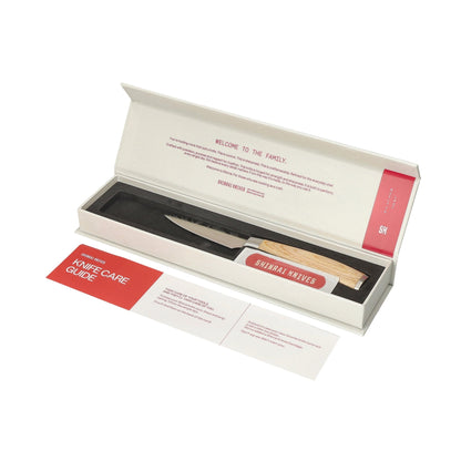 Couteaux Shinrai - Coffret de 6 couteaux Akari à motif damassé + bloc magnétique - Coffret de couteaux double face avec bloc - Couteaux Shinrai