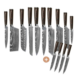 Shinrai Knives - Damascus Print 14-delige Messenset - Master collection XXL set Messenset Shinrai Knives 