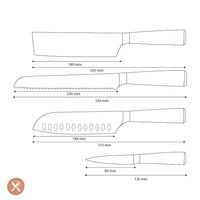 Shinrai Knives - Damascus Print Epoxy Onyx 4-delige Messenset - Santoku + Broodmes + Nakiri + Schilmes Messenset Shinrai Knives 