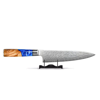 Couteau de chef Shinrai en acier damassé saphir époxy, 20 cm, Shinrai Knives