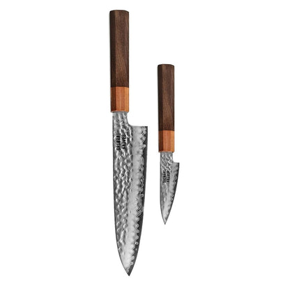 Shinrai Knives - Kigami Exclusive Damascus 2-delige set - Santoku + Schilmes Messenset Shinrai Knives 