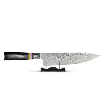 Couteau de chef Shinrai Knives - Micarta Jewels en acier damassé noir, 20 cm