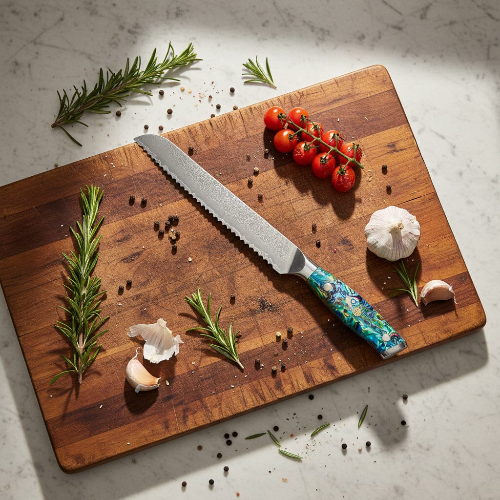 Shinrai Knives - Parelmoer Jewels Serie 5-delige Damascus Messenset Messenset Shinrai Knives 