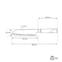 Epoxy Sapphire Damascus Santoku 18 cm Shinrai Japan 