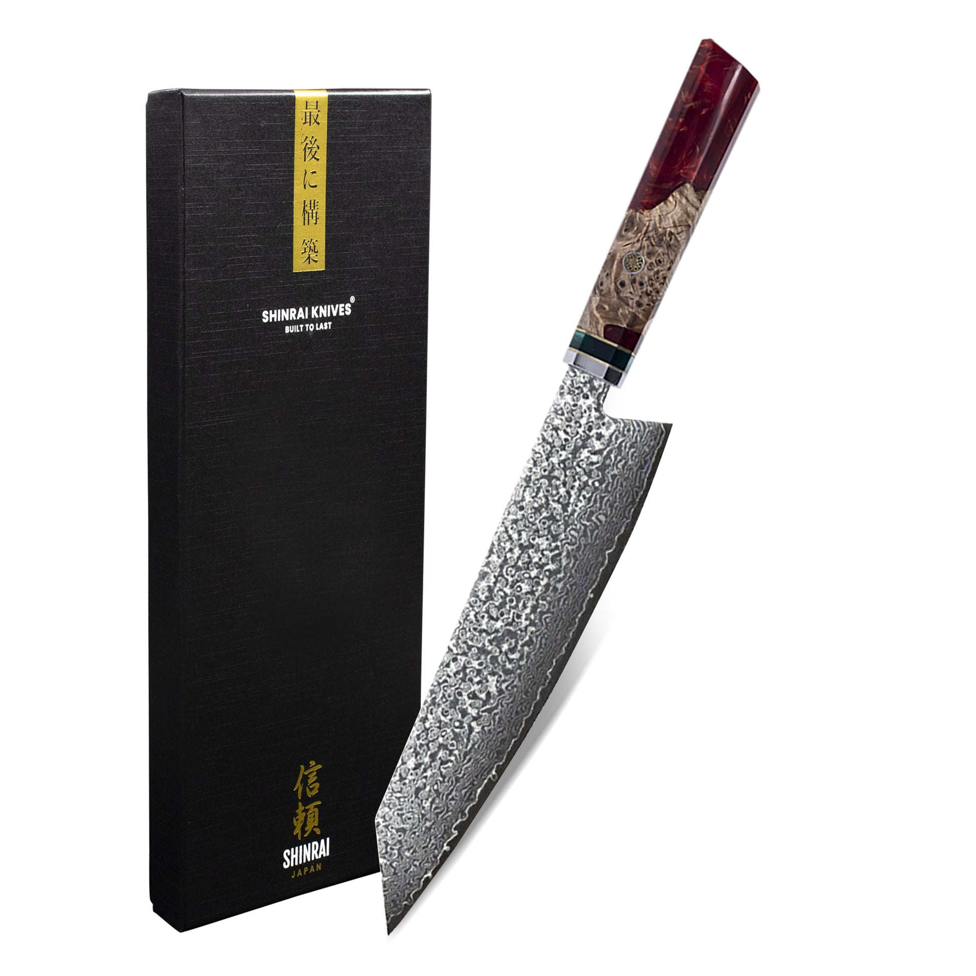 Ruby Octagon Damascus Kiritsuke 23 cm - Special Edition Keukenmessen Shinrai Japan 